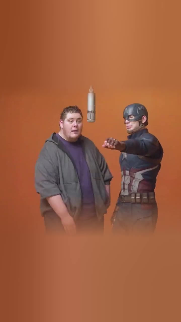 A regular guy and a costumed superhero, same moves as the original.