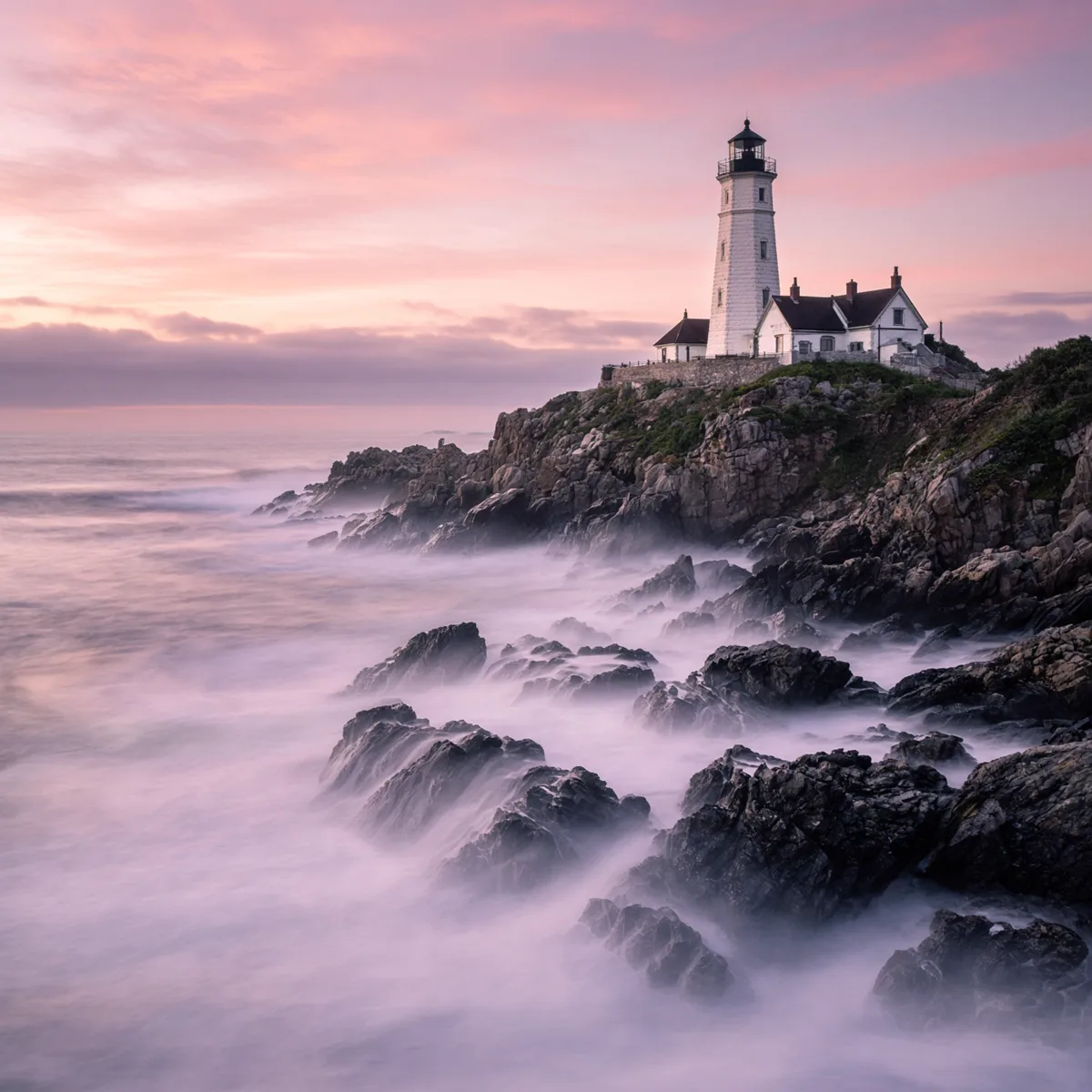 Phare sur une côte rocheuse à l'aube · Grok Imagine Image 2.0, texte vers image